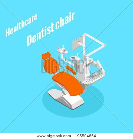 Healthcare medical equipment dental chair isometryc image vector