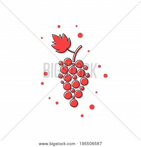 red thin line grape icon. concept of grapevine, grape juice, winery, restaurant beverage, ripe grapes. isolated on white background. flat style trend modern logotype design vector illustration