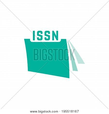 green issn with journal icon. concept of scanning, identifying, brochure key, commerce, marketing, knowledge. isolated on white background. flat style trend modern logotype design vector illustration