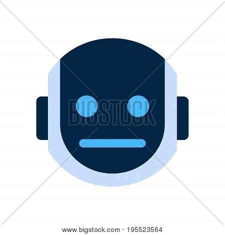 Robot Face Icon Sad Face Dissappointed Emotion Robotic Emoji Vector Illustration