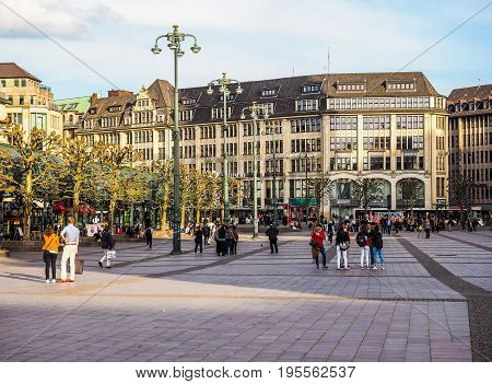 Rathausmarkt Square In Hamburg Hdr