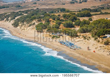 Kommos, Beautiful Sandy Beach Near Matala And Kalamaki, Crete, Greece