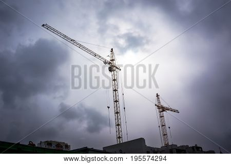 Crane And Building Construction Site