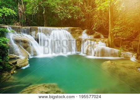 Huay Mae Kamin Waterfall In Khuean Srinagarindra National Park, Kanchanaburi, Thailand