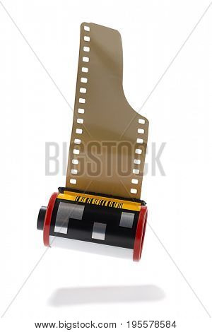 Rolls of dia positive films isolated on white background. 