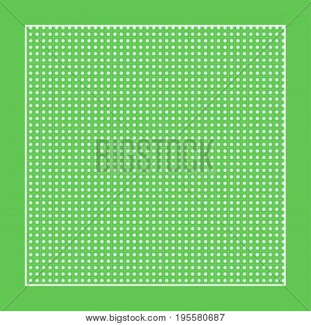 greeting card checkered green fabric with white circles and a frame