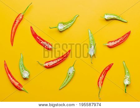 Above View At Cutted Chili Pepper