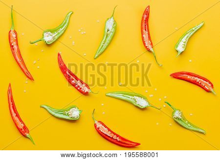 Above View At Cutted Chili Pepper