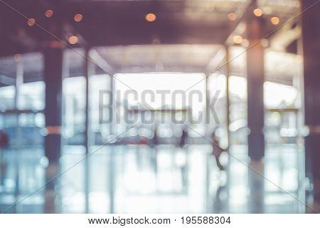 Blur Background,people Walking At Corridor In Convention Hall, Office Building Hall Way Background