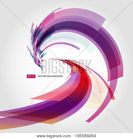 Abstract vector background element in pink and purple colors curve swirl perspective vector illustration