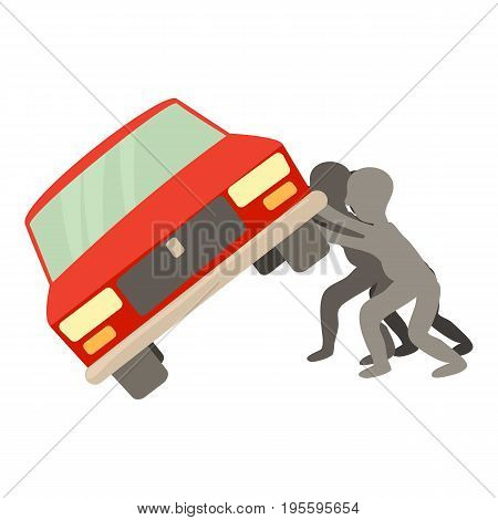 People overturned car icon. Cartoon illustration of people overturned vector icon for web