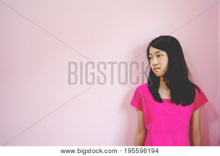 Depress And Hopeless Girl With Absent Minded Looking Down