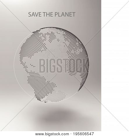 Abstract planet, dots, representing the global, international meaning. Vector Earth. Save the Planet. North America, Africa and Atlantic Ocean