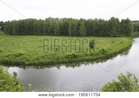 Landscape with the turn of the river Suzdal Russia