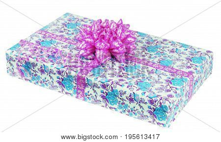 gift box with ribbon on white background.