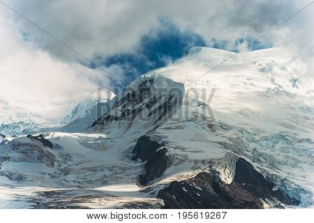 Massive Mountain Glaciers. Mont Blanc Massif. French Alps. Chamonix France.
