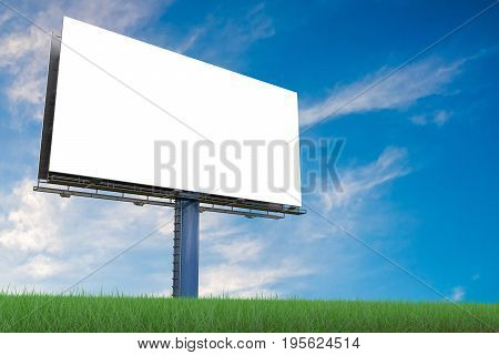 Large Billboard Against Blue Sky. 3D Rendered Illustration.