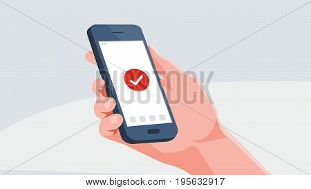 Digital Vector smartphone. Hand holding a phone illustration