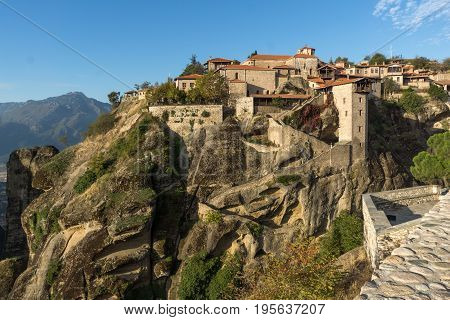 Amazing Landscape of Holy Monastery of Great Meteoron in Meteora, Thessaly, Greece
