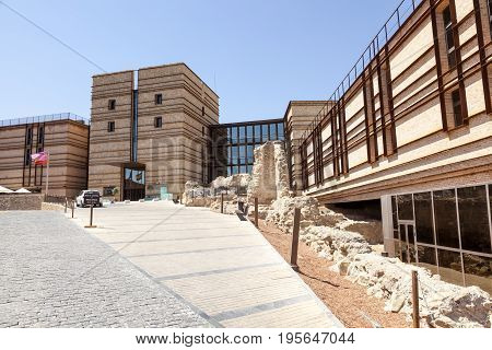 Lorca Spain - May 29 2017: Luxury hotel Parador Castillo de Lorca in the old town of Lorca. Murcia province southern Spain