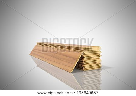 Set Of Wooden Laminated Construction Planks Isolated On Grey Background