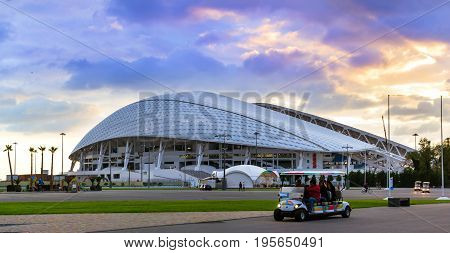 Sochi Adler Russia - November 1 2015: Fisht Olympic stadium built for XXII Sochi winter Olympic games 2013. Reconstruction of Stadium Fisht for Confederations Cup 2017 & FIFA world Cup football 2018