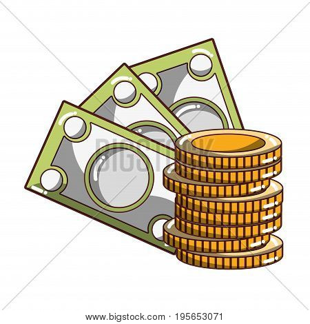 bills and coins cash moey currency vector illustration