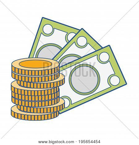 bills and coins cash moey currency vector illustration