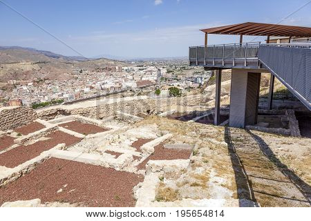 Panoramic view over the old town of Lorca province of Murcia southern Spain