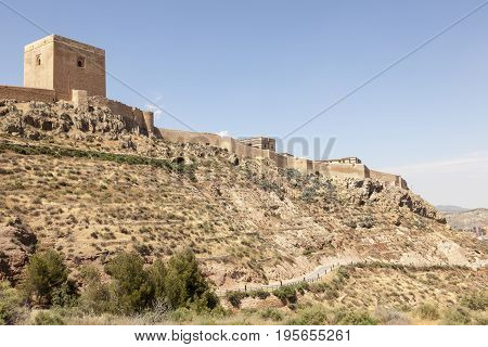 Medieval castle in the historic town Lorca. Province of Murcia southern Spain