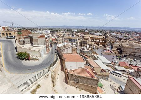 Panoramic view over the old town of Lorca province of Murcia southern Spain