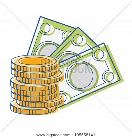 bills and coins cash moey currency vector illustration