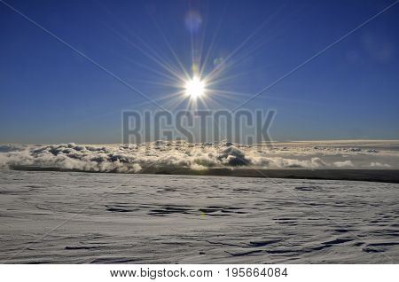 Snow and Clouds on a beautiful day in iceland