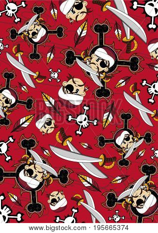 Cute Cartoon Turban Pirate Buccaneer Patterned Illustration