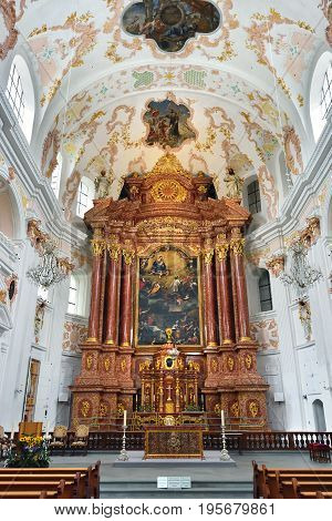 St. Leodegar Cathedral In Lucerne, Switzerland