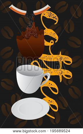 coffee fall ,beans with text background vector graphic