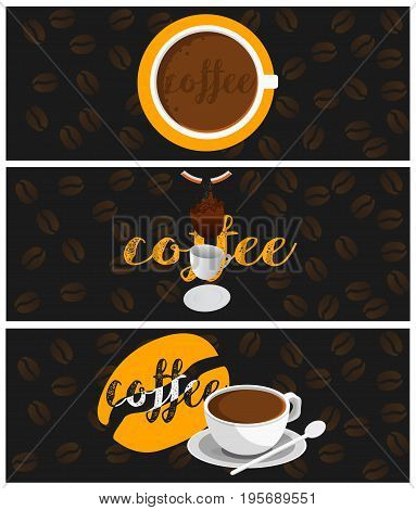 banner coffee fall ,beans with text background vector graphic