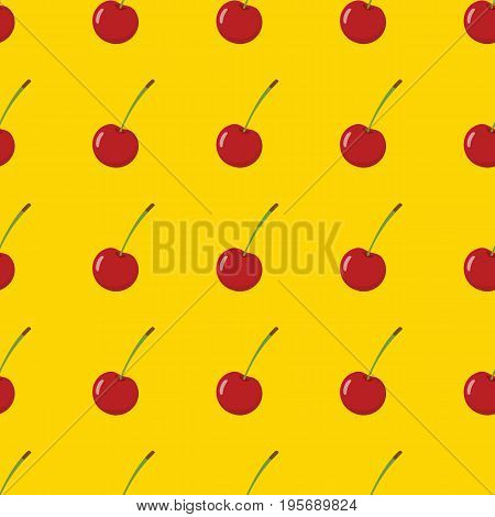 Cherry vector seamless pattern. Cartoon fruit stylish texture. Repeating cherry fruit seamless pattern background for friut design and web