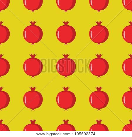 Pomegranate vector seamless pattern. Cartoon fruit stylish texture. Repeating pomegranate fruit seamless pattern background for friut design and web
