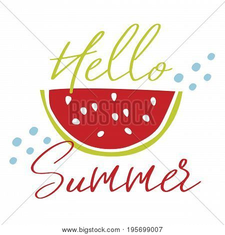 Watermelon in minimalism style vector illustration. Summer poster.
