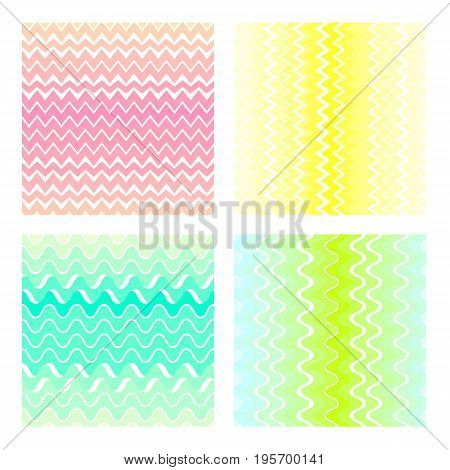 Set of color abstract geometric zigzag. Seamless Patterns. Transparent Background. Vector Illustration
