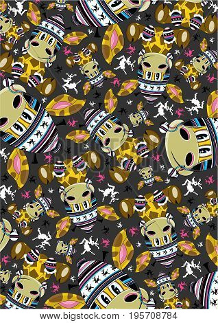 Cute Funky Giraffe Pattern.eps