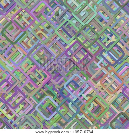 Repeating abstract random square background pattern - vector graphic design from diagonal rounded squares in colorful tones with shadow effect