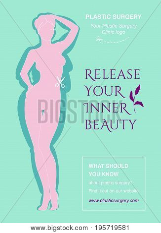 Vector Illustration Of Young Woman Before And After Plastic Surgery