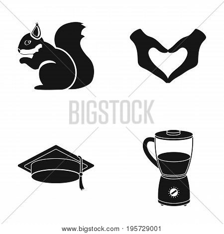 tool, kitchen, education and other  icon in black style.dessert, glass, pen icons in set collection.