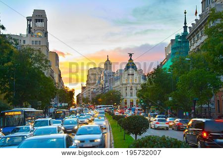 Madrid Busy Street, Spain