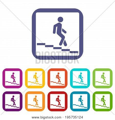 Underpass road sign icons set vector illustration in flat style In colors red, blue, green and other