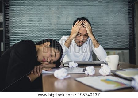 Asian Business People Working With Serious Situation At Office People With Stressful Concept 20-30 Y