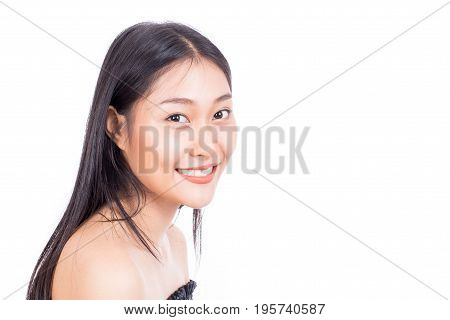 Beautiful Woman Face Portrait Beauty With Maleup Concept. Fashion Beauty Model Isolated On White 20s