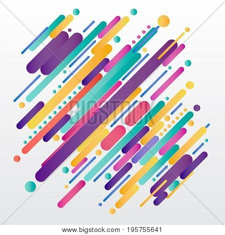 Modern style abstrac composition made of various rounded shapes in colorful. Vector illustration.